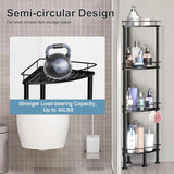 4-Tier Rustproof Corner Shower Rack with 4 Hooks – Black Metal Stand for Bathroom Storage