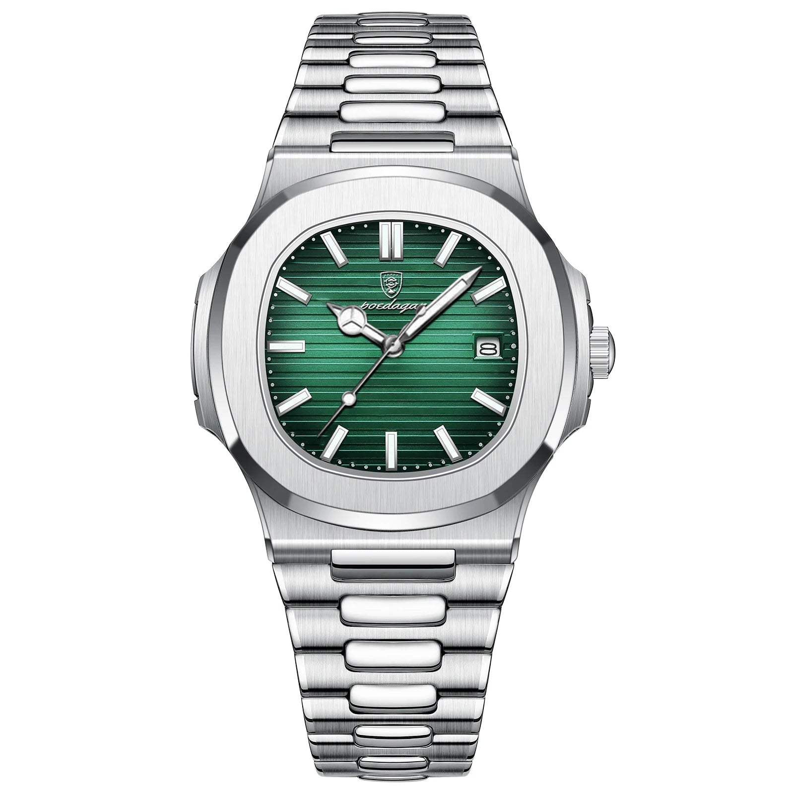 Poedagar Luxury Casual Men’s Watch – Square Dial, Stainless Steel, Luminous, Waterproof with Calendar & Gift Box