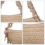 Women Pearl “Conch” Shoulder Bag with Pearl-Chain Strap – Elegant Straw Tote for Party & Commute