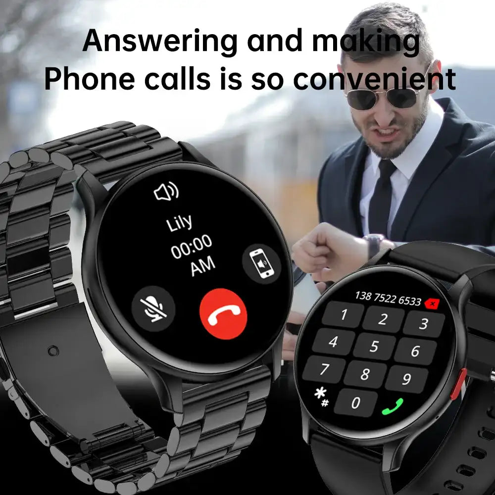 Smart Watch AMOLED Always-On Display – Bluetooth Call, Fitness Tracker, IP68 Waterproof (Men & Women)