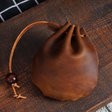Mini Leather Drawstring Coin Purse – Unisex Coin Organizer & Change Holder Pouch for Men & Women