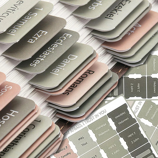 5-Sheet Bible Index Label Stickers – Self-Adhesive Tabs for Study & Reading