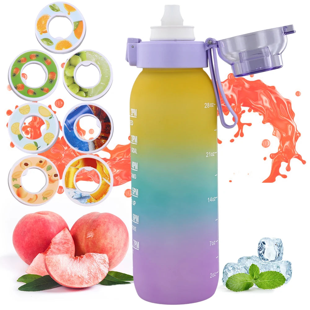 1000ml Fruit Flavor Water Bottle with 7 Aroma Rods – Large Capacity Scented Hydration for Outdoor & Travel