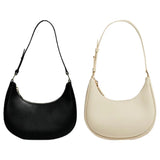 Women’s Half-Moon Tote Bag – PU Leather Solid Colour Small Satchel Hobo Purse