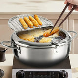“28 cm / 4.2 L Stainless Steel Deep Frying Pot – Large Capacity Japanese-Style Tempura Pan”