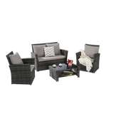 “4-Piece Outdoor Patio Furniture Set – Rattan Chairs with Sofa & Tempered Glass Coffee Table”