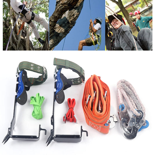 Professional Tree Climbing Spike Set with Safety Belt, Rope Lanyard & Carabiner – Pole & Tree Climbing Gear 🌲🧗‍♂️