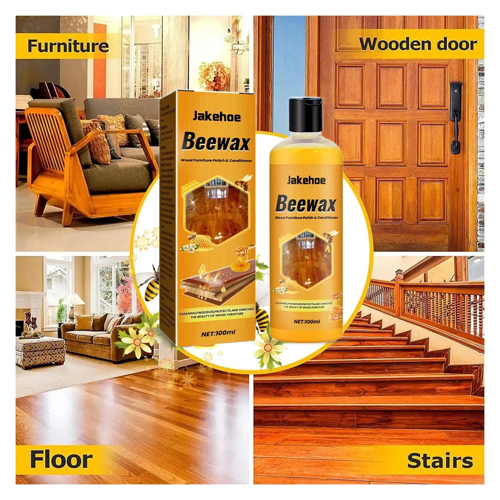 JakeHoe Wood Floor Cleaner & Protection Solvent – Deep Clean, Wax & Brighten for Hardwood Floors 🪵✨