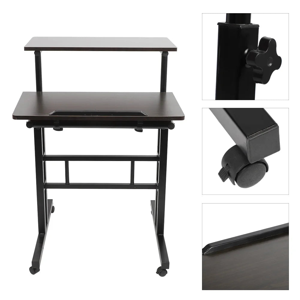 🖥️ Adjustable Laptop Stand Desk – 60cm Stand-Up Computer Desk with Rollers for Home Office & Study