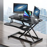 MLG 32-Inch Desk Converter – Height Adjustable Sit-to-Stand Riser with Wide Keyboard Tray for Dual Monitor & Laptop Setup