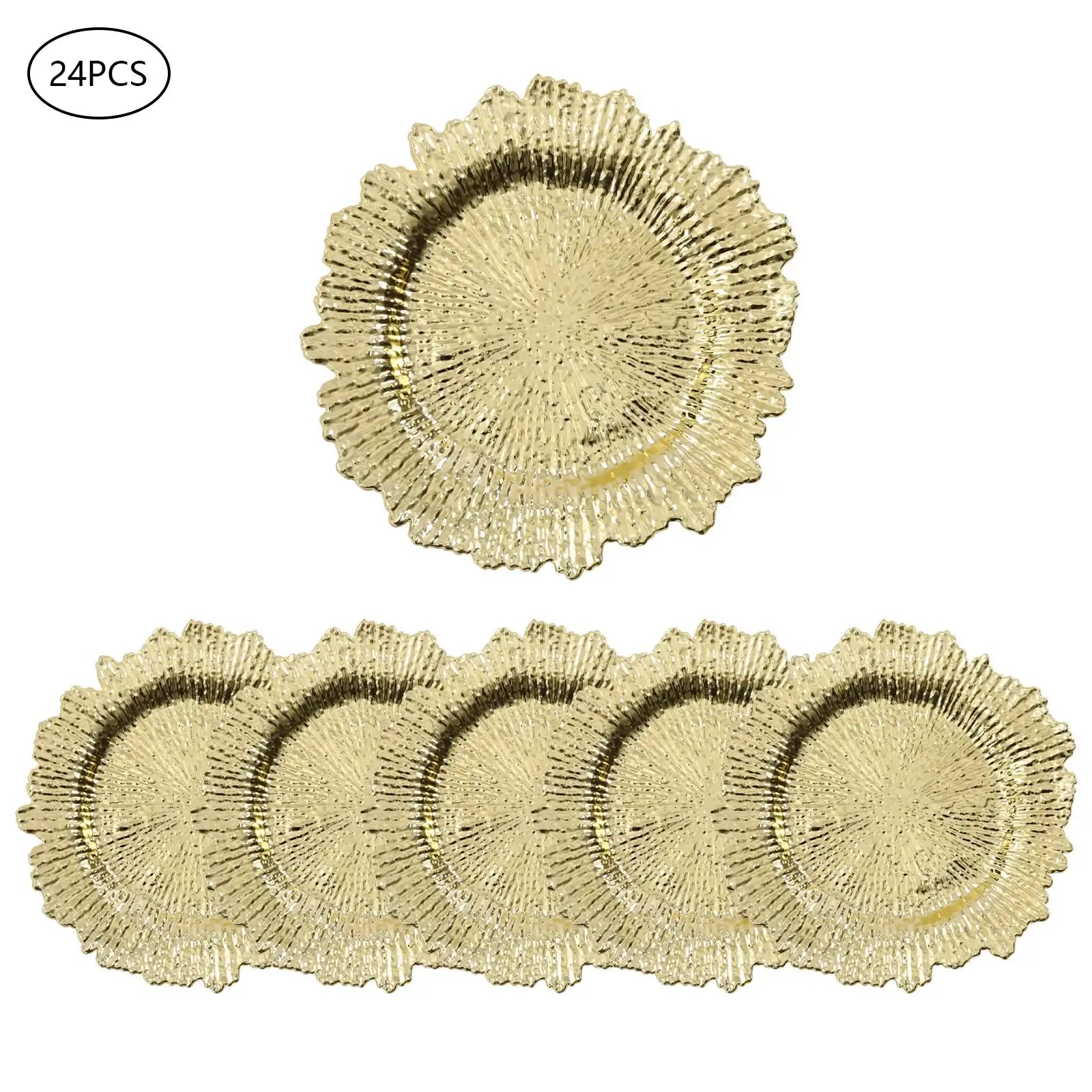 13″ Round Durable PP Serving Charger Plates Set – Spill-Proof, Elegant Coral Reef Design