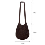 Wool-Knitted Shoulder Shopping Bag for Women – Vintage Cotton Cloth Tote, Large Crochet-Style Shopper Handbag