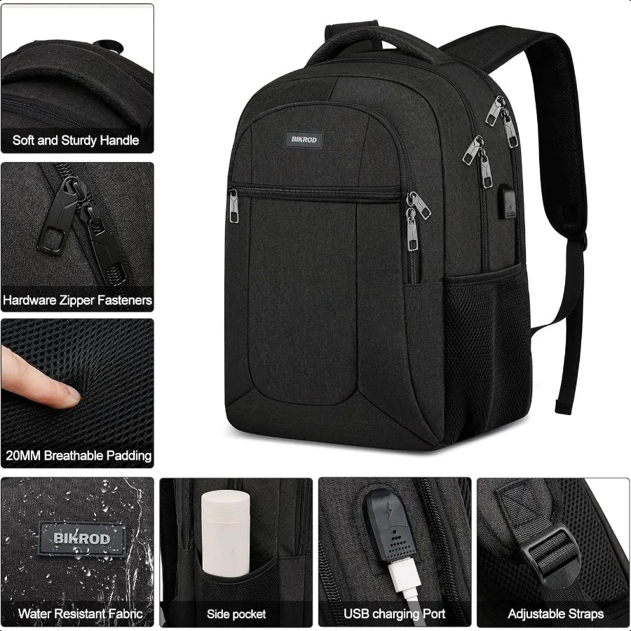 15.6" Water-Resistant School Backpack – USB Charging Laptop Bookbag for Teen Boys, Men & Women | Durable Student Daypack