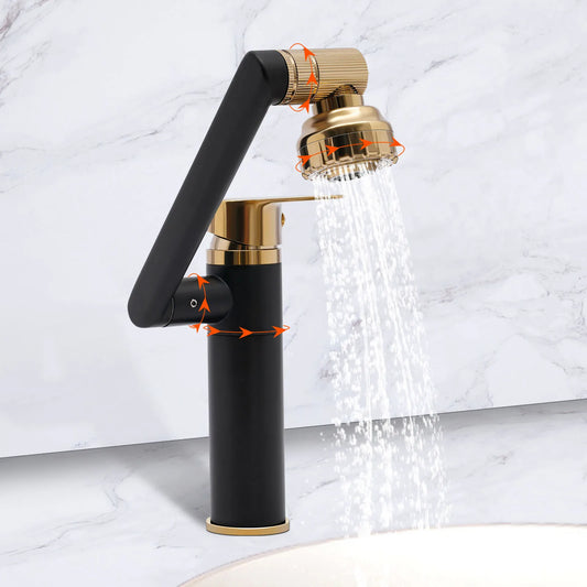 Bathroom Sink Faucet – 360° Swivelling Mixer with Dual Water-Outlet Modes & Hose Connection
