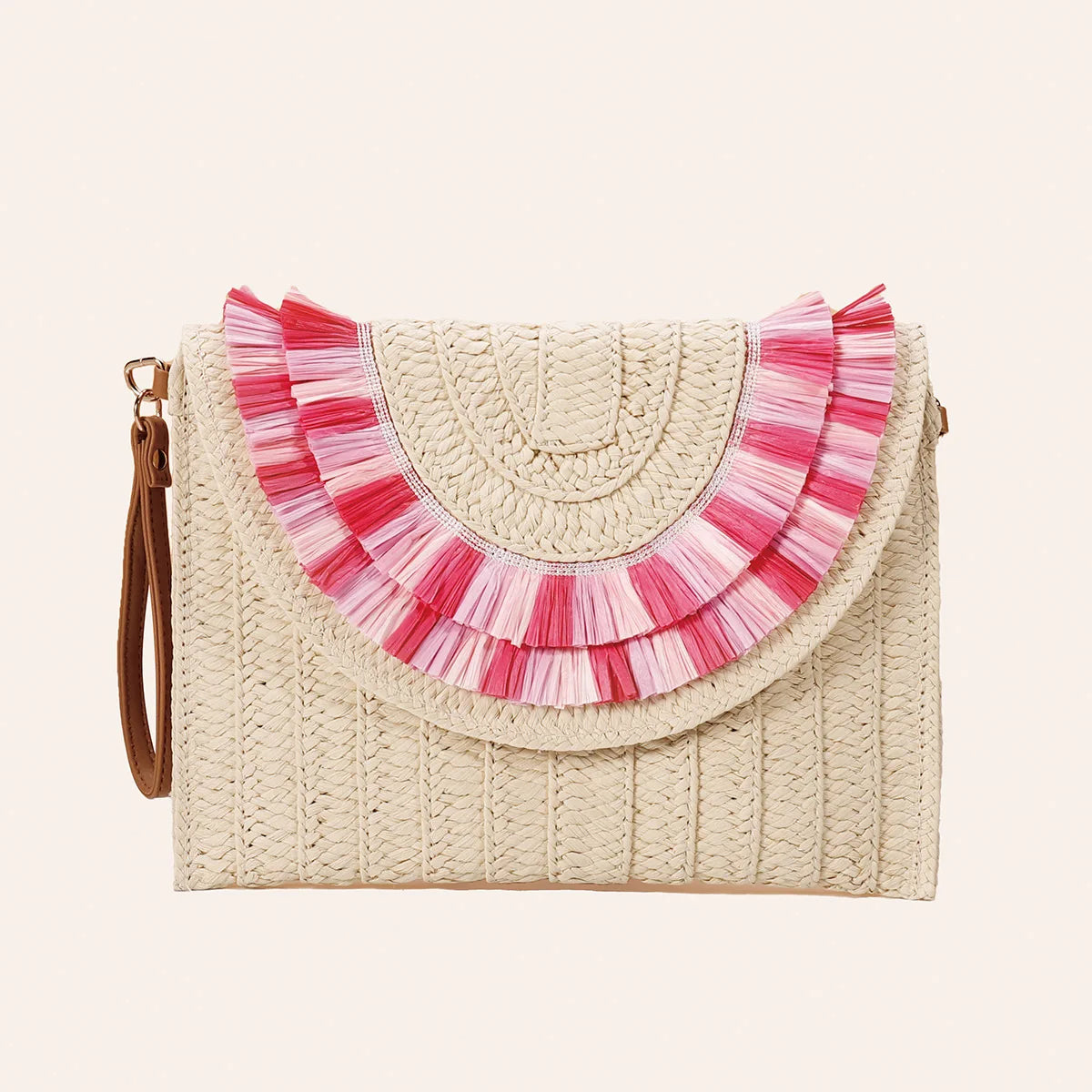 Women’s Raffia Straw Woven Bag – Handmade Summer Beach Shoulder & Crossbody Purse, Ladies’ Wrist Clutch & Handbag