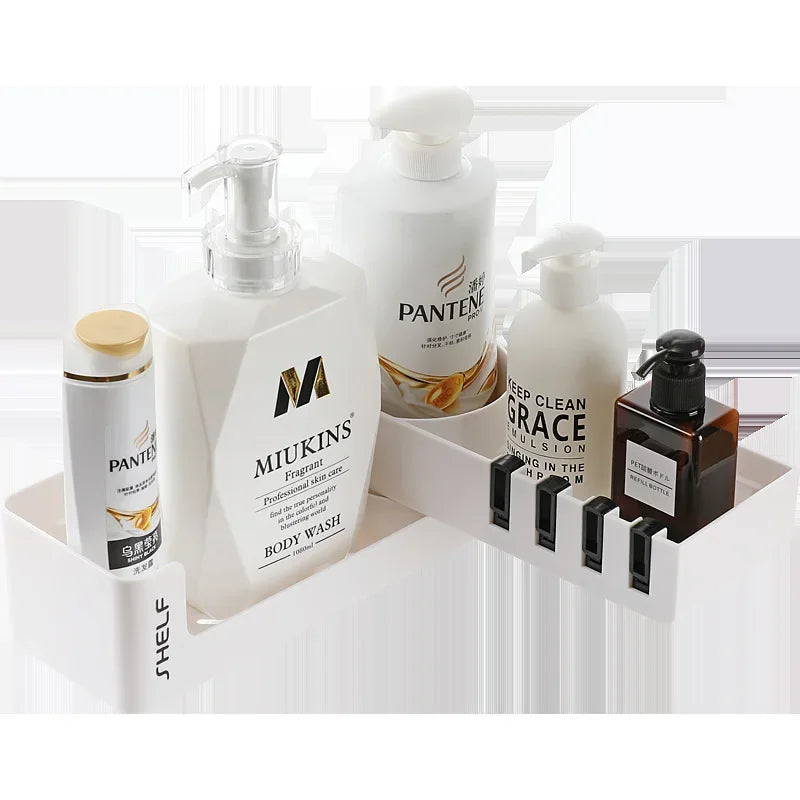 Corner Wall Shelf for Bathroom & Kitchen – Multi-Layer Corner Storage Rack with Shampoo Holder
