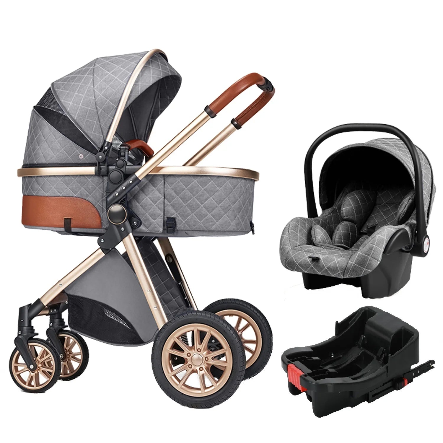 YOYKO Ultimate Travel System 3-in-1 Stroller – Lightweight Baby Carriage with ISOFIX Base, Newborn to Toddler