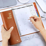 2025–2026 Monthly Planner – 18-Month Faux Leather Calendar with Notes Pages & Twin-Wire Binding 📔