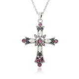 Gothic Zircon Cross Necklace – Unisex Y2K Large Pendant with Irregular Crystal Design for Men & Women
