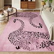 Leopard Print Area Rug 8x10 – Washable Ultra-Thin Non-Slip Modern Rug for Living Room & Bedroom