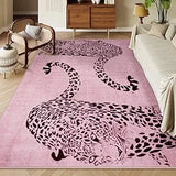 Leopard Print Area Rug 8x10 – Washable Ultra-Thin Non-Slip Modern Rug for Living Room & Bedroom
