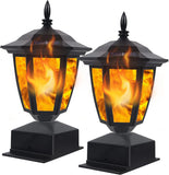 Waterproof Outdoor Solar Flame Post Light – Flickering Flame LED Lantern for Garden & Patio (Fits 4x4 / 5x5 / 6x6 Wooden Posts)