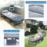 Niceway 6 Adjustable Positions Camping Cot with Mattress & Pillow for Adults 550LBS Heavy Duty Sleeping Cot Outdoor Folding Bed - PulinGO