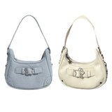 Women’s Vintage Y2K Top-Handle Handbag – Solid Color Purse with Zipper & Star Decor, Cute Tote Gift for Girls