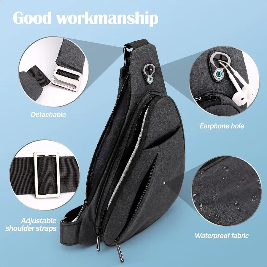 Men’s Anti-Theft Crossbody Sling Bag – Lightweight Casual Shoulder Backpack & Chest Pack for Travel, Cycling & Sports