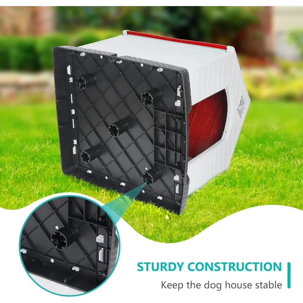 Large Plastic Dog House – Waterproof All-Weather Kennel with Air Vents & Elevated Floor (Indoor & Outdoor Use)