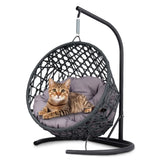 Cat Swing Bed with Stand – Indoor Hanging Egg Chair with Cushion, Rattan Wicker Style Swinging Pet Bed for Cats & Small Dogs