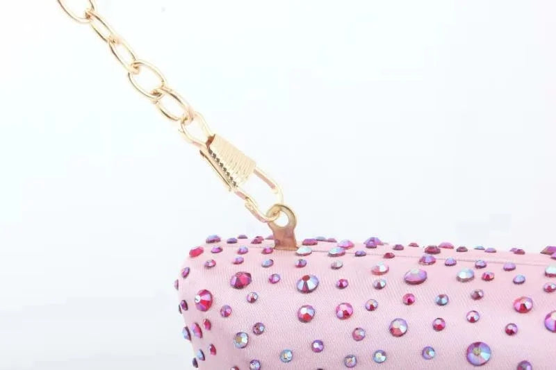 Women’s Fashion Rhinestone Clutch – Shiny PU Leather Handbag & Crossbody Shoulder Bag for Weddings & Parties