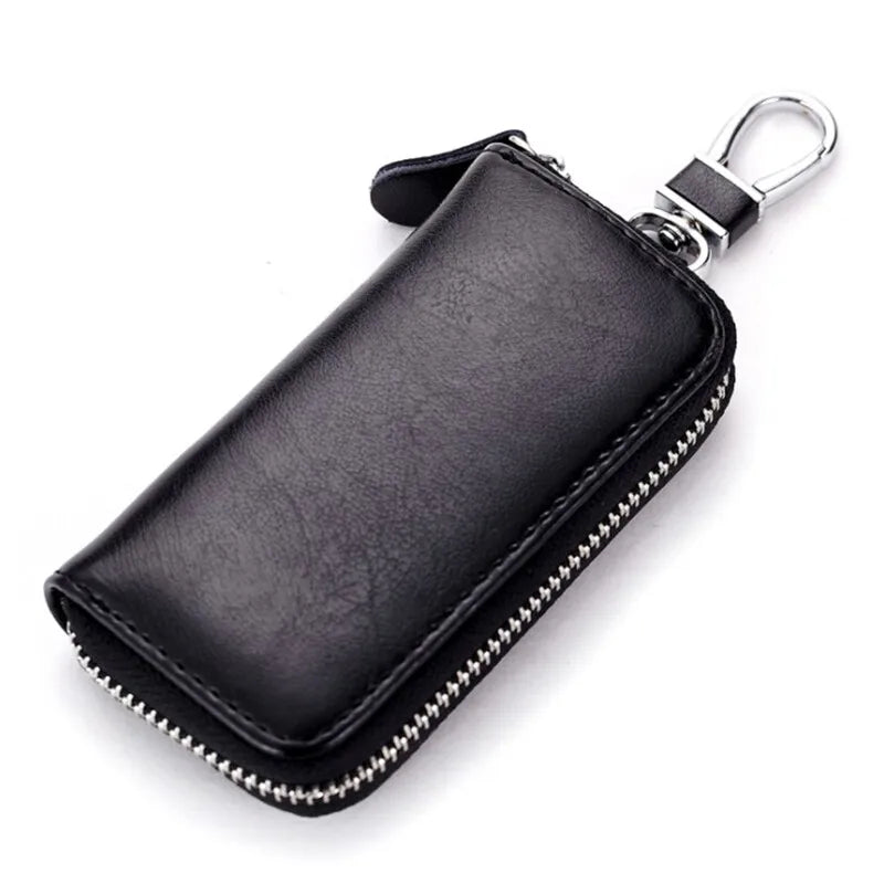 Genuine Leather Keychain Men Women Key Holder Organizer Pouch Cow Split Car Key Wallet Housekeeper Key Case Mini Card Bag