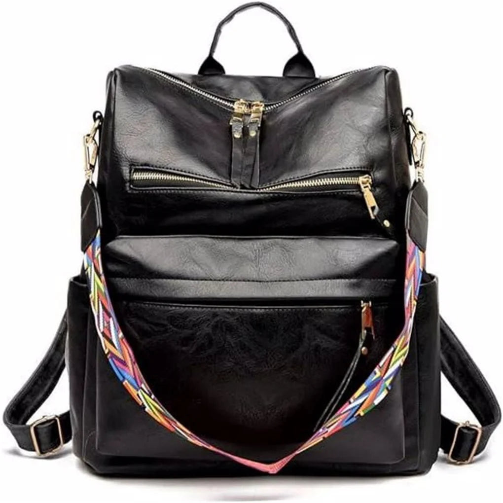 Convertible PU Leather Backpack Purse for Women – Casual Fashion Shoulder Bag with Large Capacity