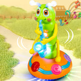 Electric Caterpillar Saxophone Toy – Musical Dancing Toy with Lights, Obstacle Avoidance & Educational Fun Gift for Kids