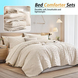 7-Piece Cut-Flower Quilted Comforter Set – Soft All-Season Bedding (Elegant Floral Texture)