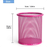 Wire Mesh Pencil & Pen Holder Cup – Pink Metal Desk Organizer for Office & Study