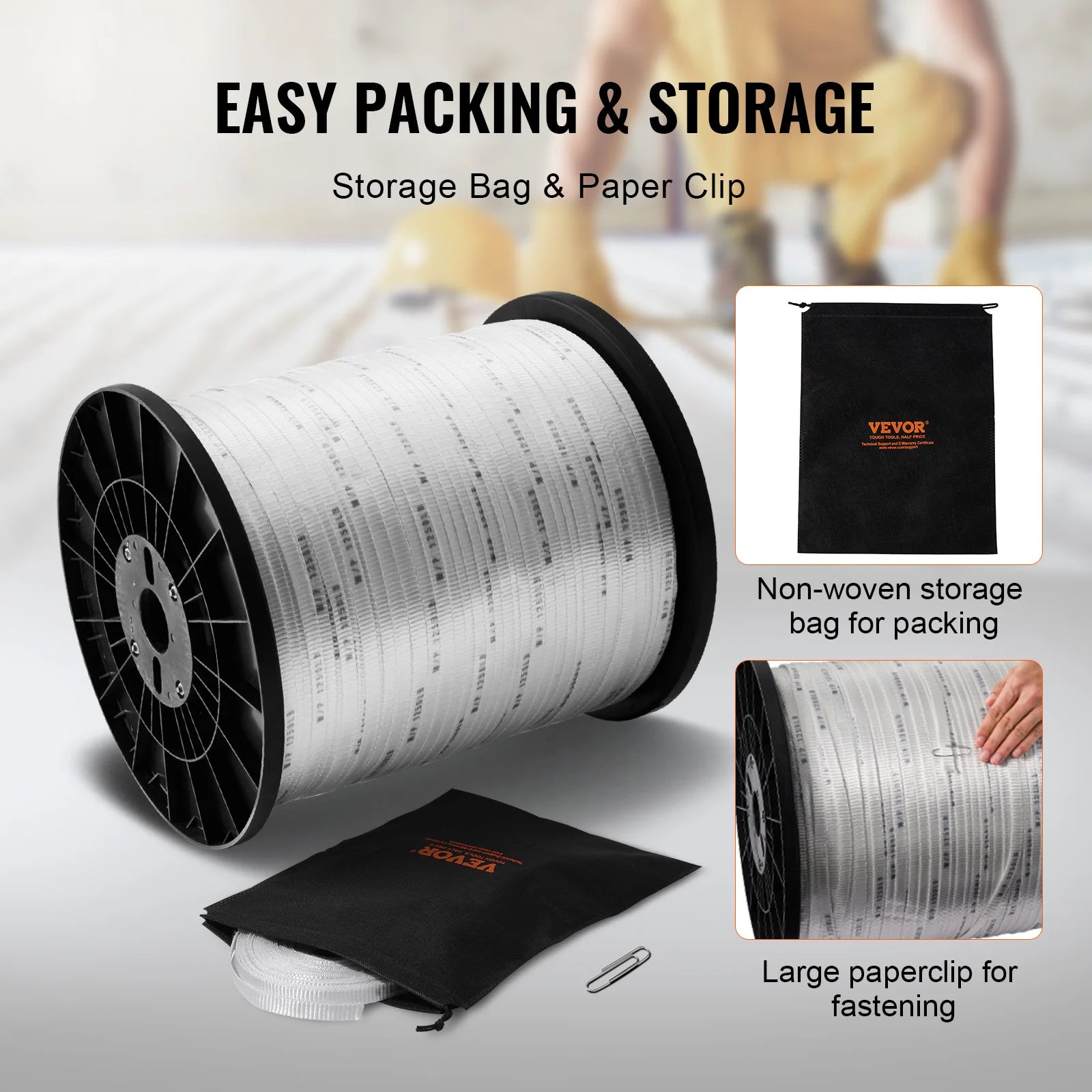 Vevor Polyester Mule Tape – Flat Pulling Webbing, 6000 lbf, 528 ft for Conduit, Packaging & Gardening