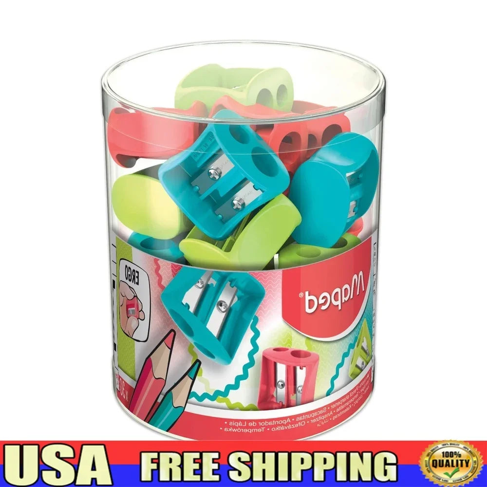 30-Pack 2-Hole Pencil Sharpeners – Durable Steel Blades for School & Art