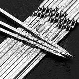 “10–15PCS Stainless Steel BBQ Skewers – Reusable Kebab Sticks for Outdoor Camping, Picnics & Grilling”