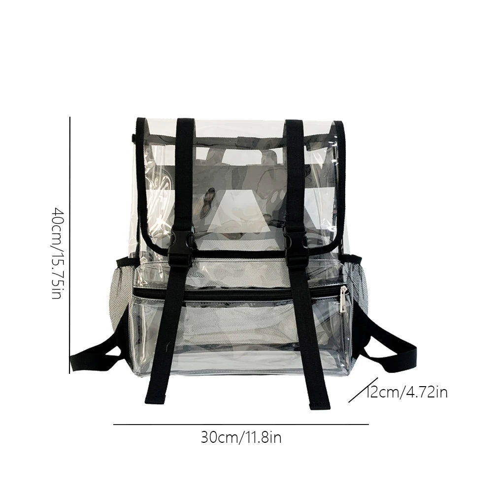 Transparent PVC Laptop Backpack – Waterproof Clear Casual Book Bag with Large Capacity for Women & Men