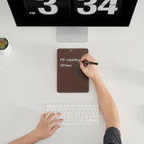 Glass Desk Whiteboard with Reversible Wood Stand – Small Portable Dry Erase Desktop Board