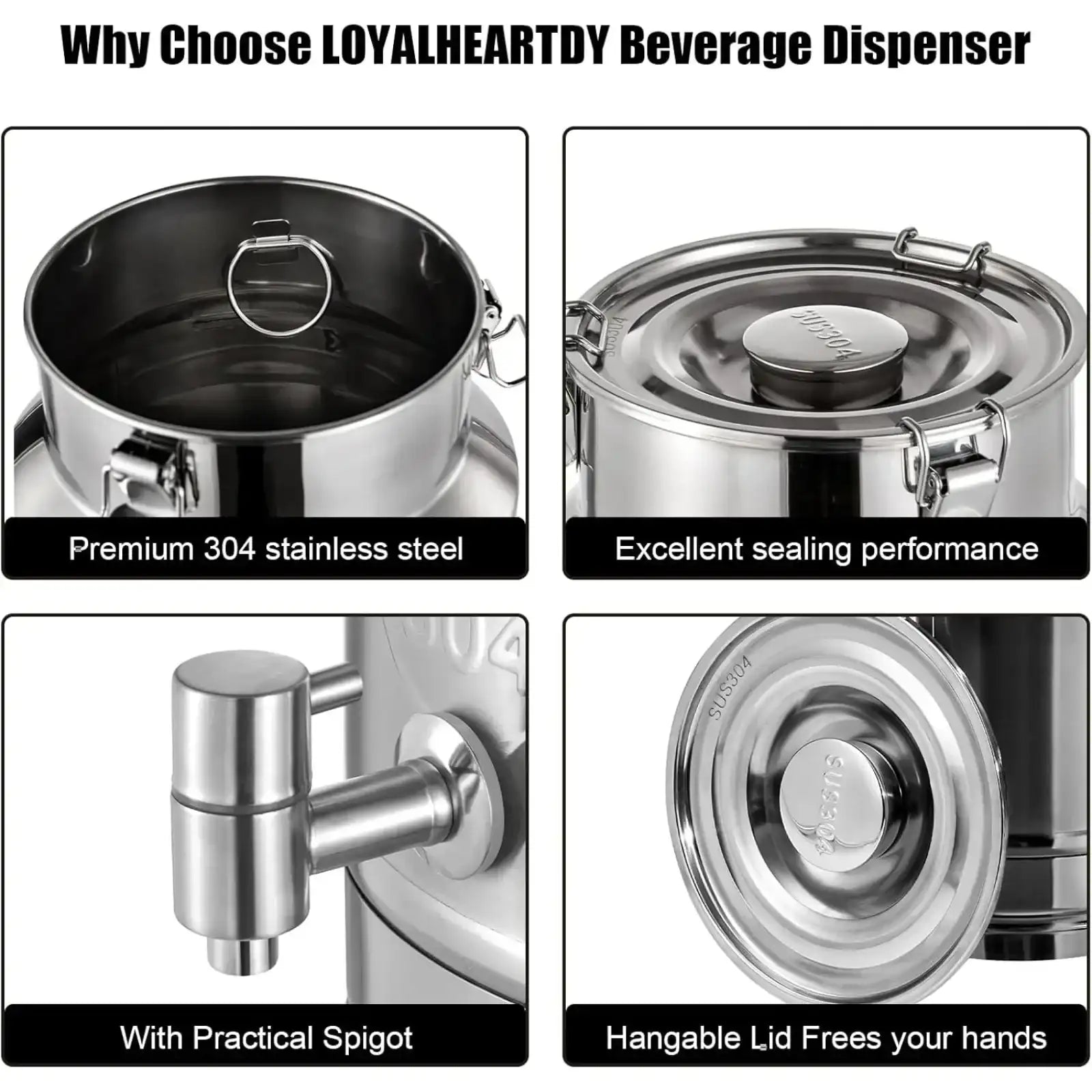 Bymaocar 5-Gallon Stainless Steel Beverage Dispenser Milk Can – Leak-Proof Lid, Heavy-Duty Design