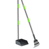 Dog Pooper Scooper Tray & Rake Set – Pet Waste Removal System with Long Adjustable Stainless Steel Handles for Easy Cleanup