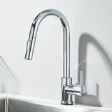 1- Product Title: Matte Black Pull-Out Kitchen Faucet – Deck Mounted Mixer Tap with Stream & Shower Modes