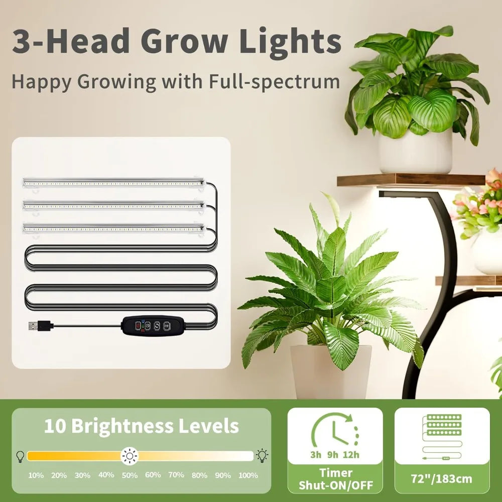 Indoor Plant Stand with Grow Light – 8-Tier 49" Tall Plant Shelf for Indoor Growing, Space-Saving Garden Rack