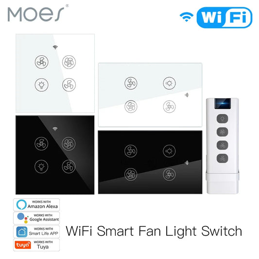 WiFi + RF Smart Ceiling Fan Light – 2/3-Way Control with Tuya App, RF Remote & Alexa/Google Compatibility 💡🌬️