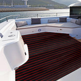 EVA Foam Faux Teak Mat – Anti-Skid Boat Deck Mat, Self-Adhesive Marine Floor Carpet 240×90cm (Black)