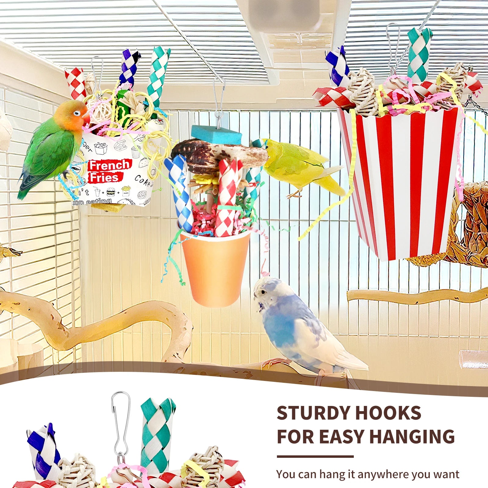 6PCS Bird Chew & Foraging Toys – Shredding Training Toys for Small & Medium Parrots, Budgies, Cockatiels, Lovebirds & Conures
