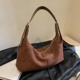 Women’s Vintage Suede Crescent Hobo Bag – Luxury Designer Shoulder Purse, Casual Crossbody Handbag & Retro Clutch
